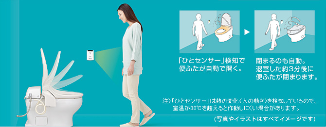 さわらずキレイ、かがまずラクラク便ふた自動開閉 Panasonic ビューティトワレ DL-WE50